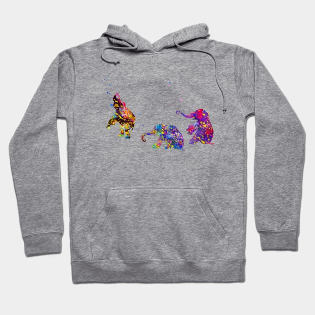 Three Baby Elephants Playing Hoodie by erzebeth